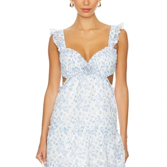 Floral Blue Mini Dress - Picture 6 of 11